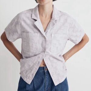 Madewell Garment Dyed Checkerboard Button-Up Shirt / Dusty Lavender